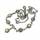 Stříbrný náhrdelník s tyrkysy a markazity 270 portugal