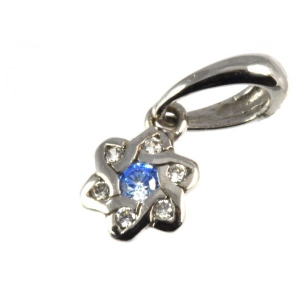 Zlatý dětský přívěsek 668 modrý kamínek